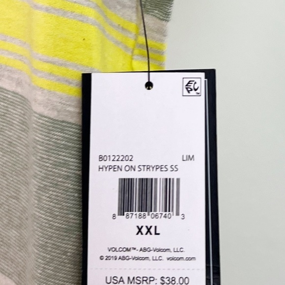 NWT Volcom Hyphen in Strypes Short Sleeve Striped Tee - Picture 7 of 8